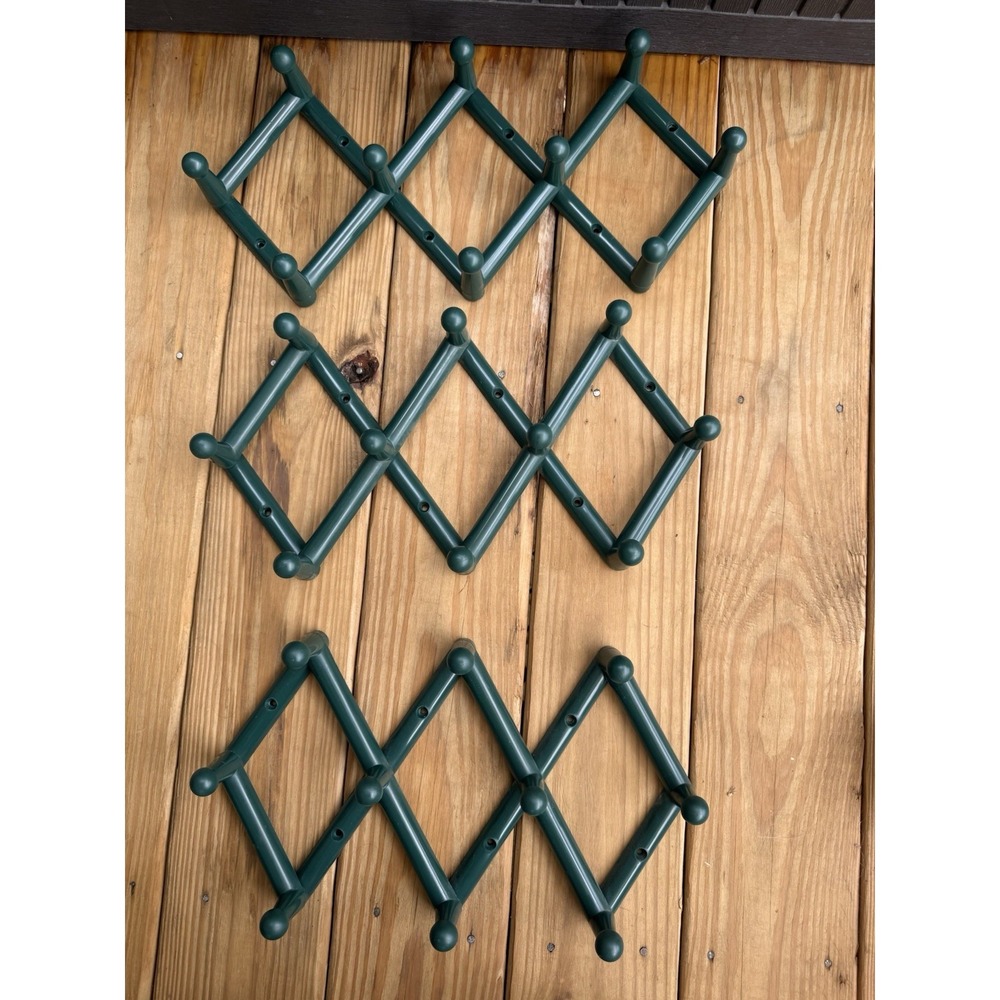 3 Vintage Accordion Plastic 10 Peg Rack Hanger Wall Cottage Core Bohemian